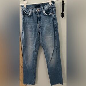 MOTHER the mid rise dazzler ankle fray